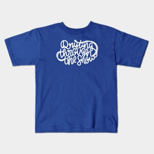 Drifting Through The Snow (White) Kids T-Shirt